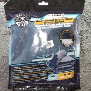 Dual-Sided Microfiber Glass Towel - Blue